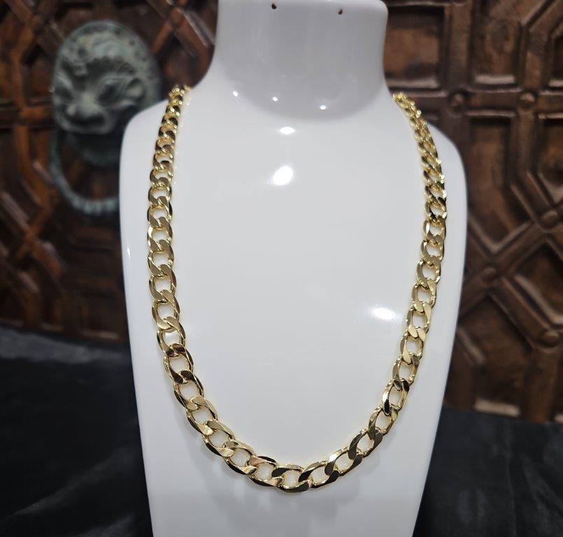 18k Italy Stamped  Yellow Gold BondedCuban Chain-Quality Guarantee-55cm-