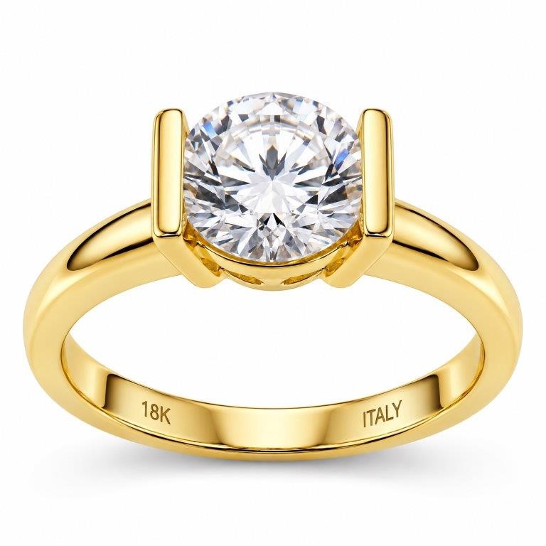18K/ITALY  Yellow Gold BondedRing -Quality Guarantee-8 US-Bonus Gift