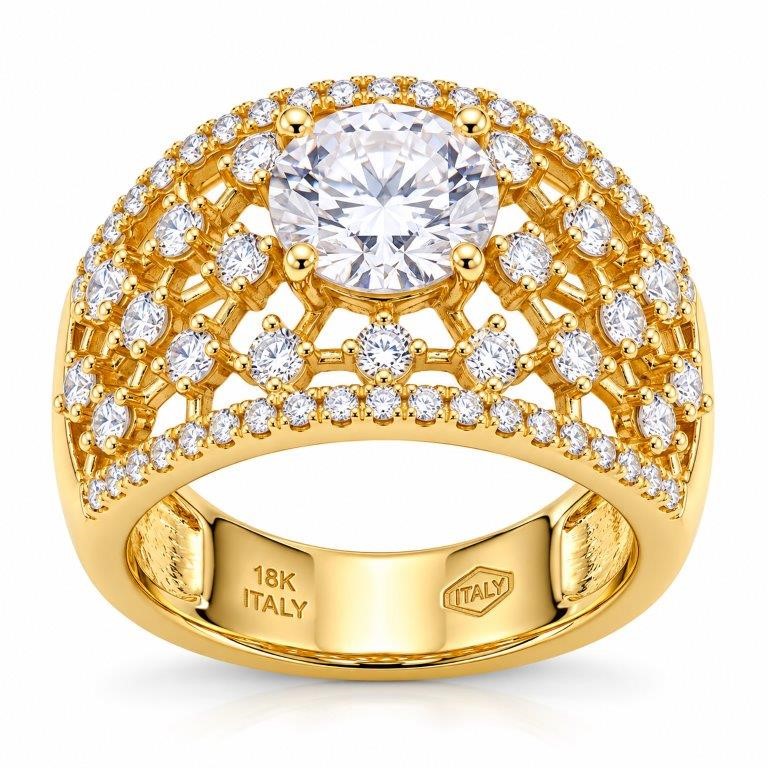 18K/ITALY Yellow Gold BondedRing -Quality Guarantee-7 US-Bonus Gift