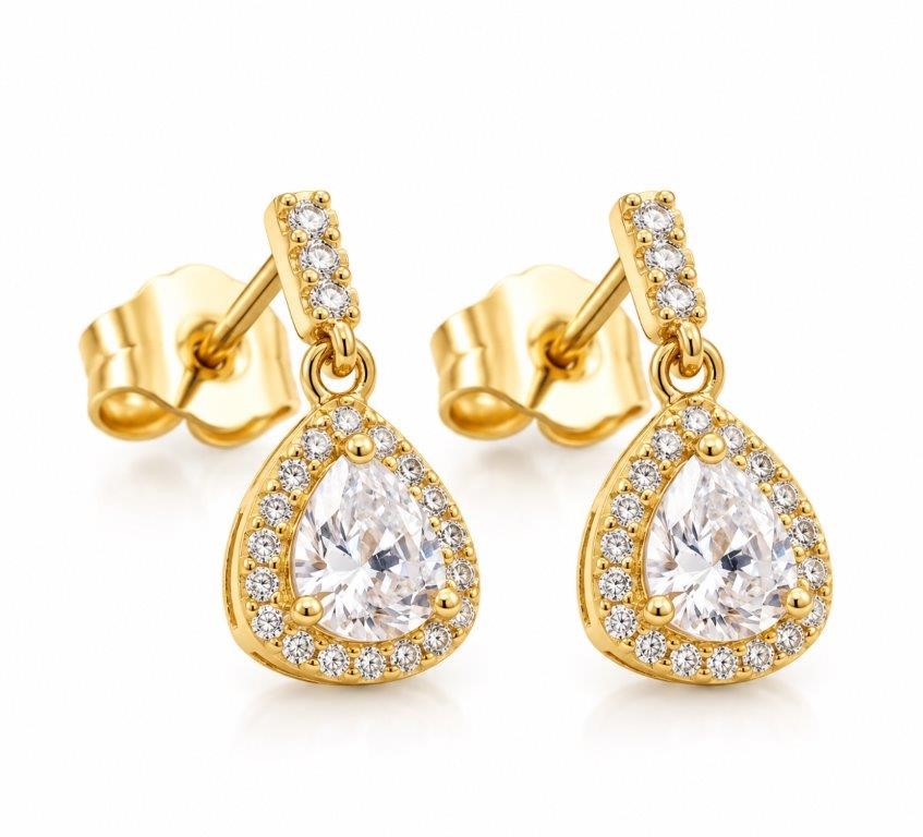 18K/ITALY Yellow Gold BondedEarring -Quality Guarantee--Bonus Gift