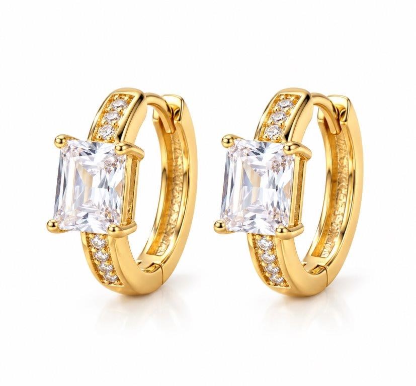 18K/Italy Gold Bonded Earring -(stamped 18K/Italy)-Warranty Quality-Bonus