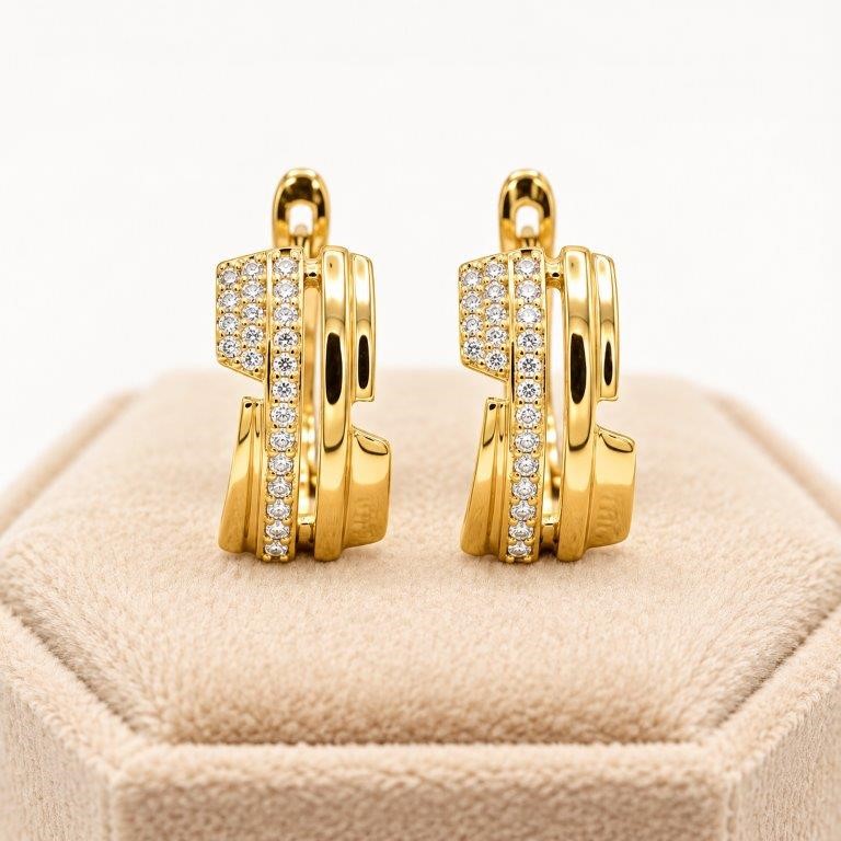 18K/Italy Gold Bonded Earring -(stamped 18K/Italy)-Warranty Quality-Bonus