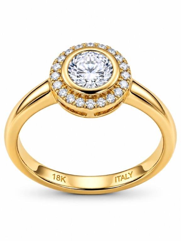 18K/ITALY Yellow Gold BondedRing -Quality Guarantee-8 US-Bonus Gift