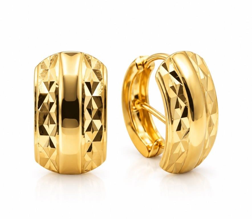18K/Italy Gold Bonded Earring -(stamped 18K/Italy)-Warranty Quality-Bonus