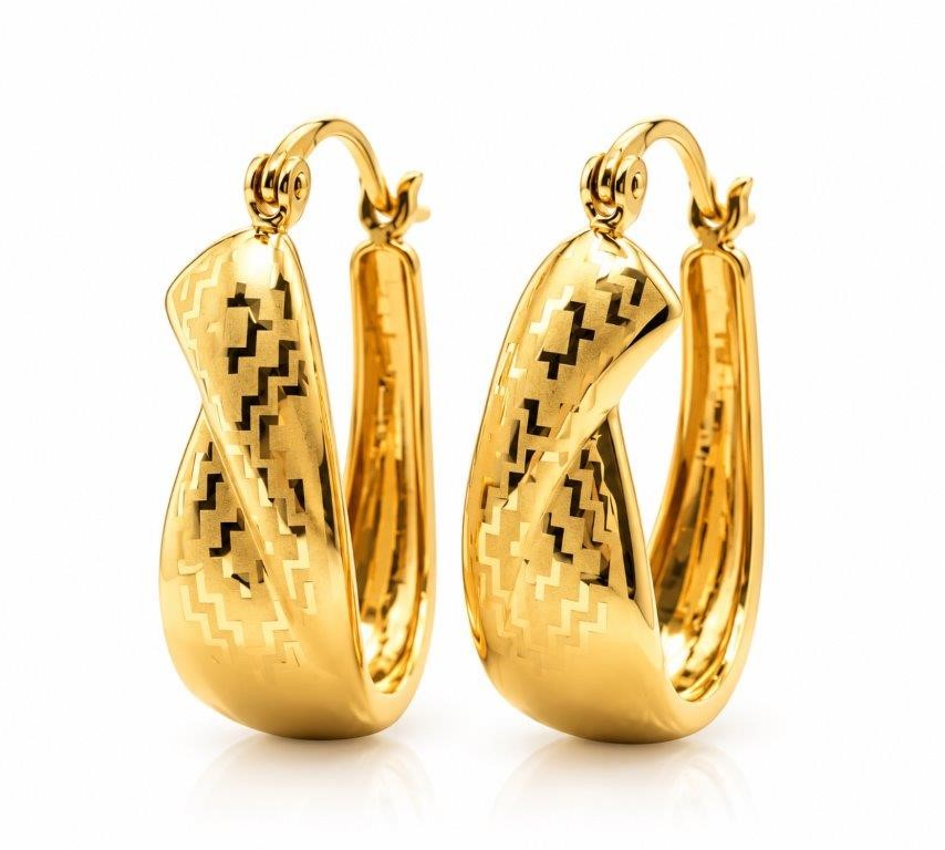 18K/Italy  Gold Bonded Earring -(stamped 18K/Italy)-Warranty Quality-Bonus