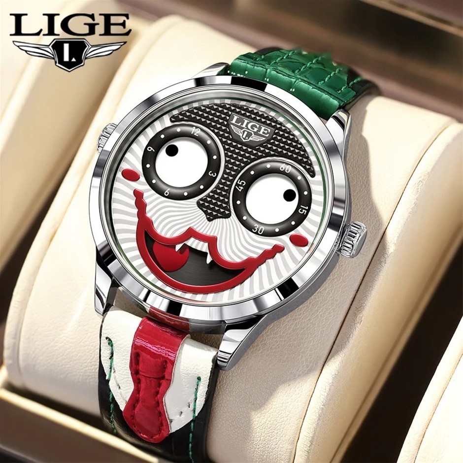 LIGE Cool Joker Watch Men Classic Crazy Eyes