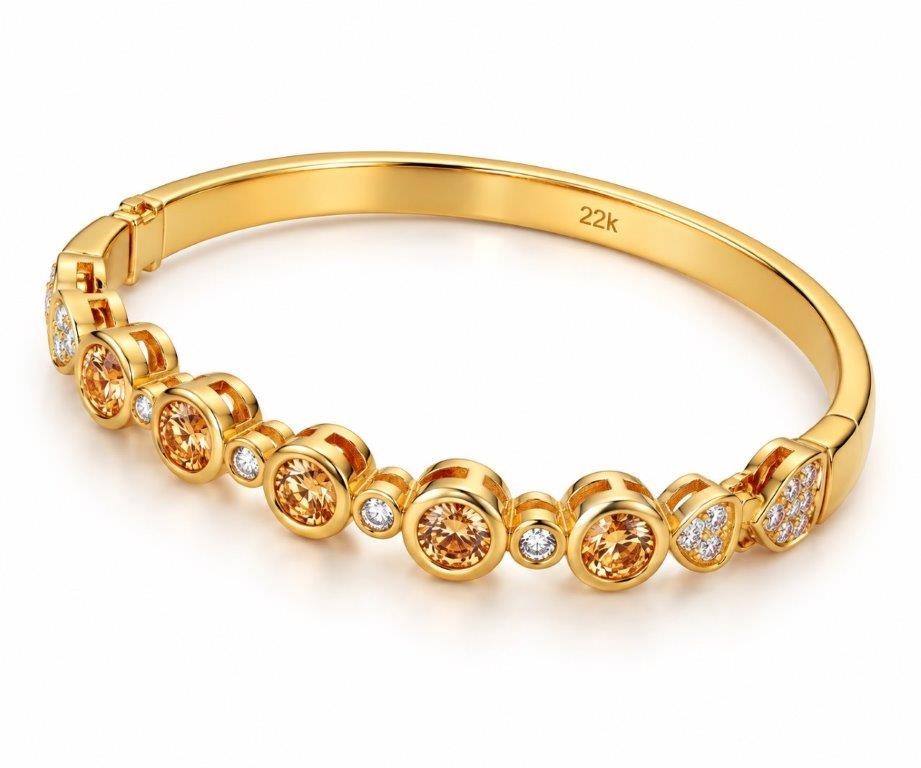 22k Stamped Yellow Gold Bonded Bangle-60mm