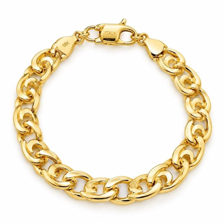 18k Italy Stamped  Yellow Gold Bonded Bracelet-Quality Guarantee-20cm