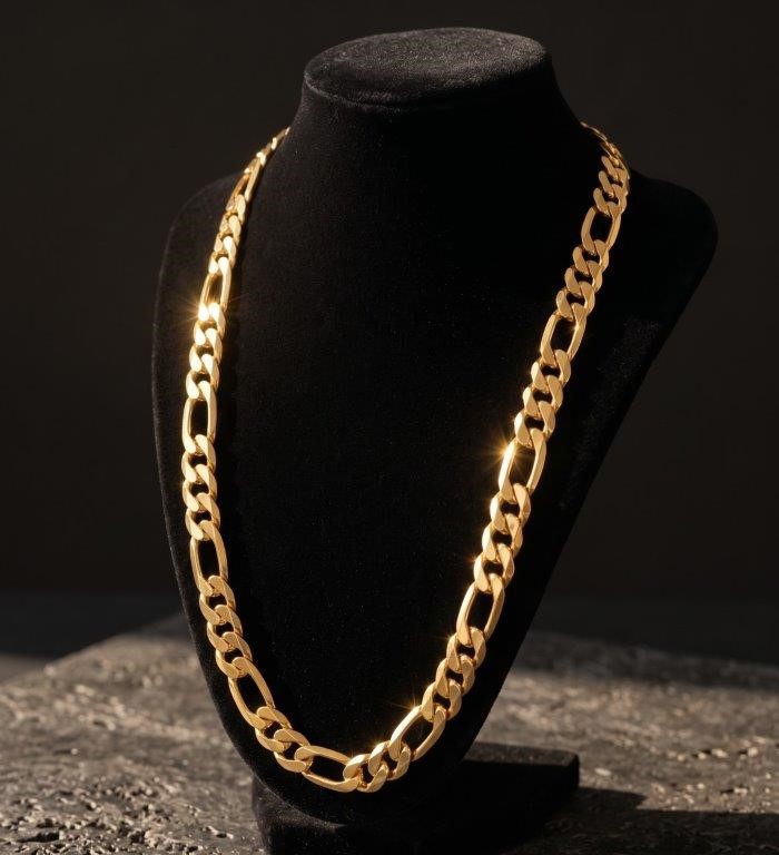 18k Italy Stamped  Yellow Gold Bonded Figaro Chain-Quality Guarantee-50cm
