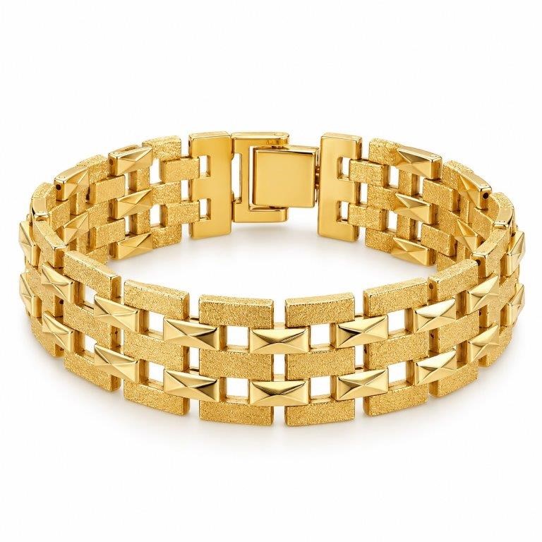 18k Italy Stamped Yellow Gold Bonded Bracelet-Quality Guarantee-20cm