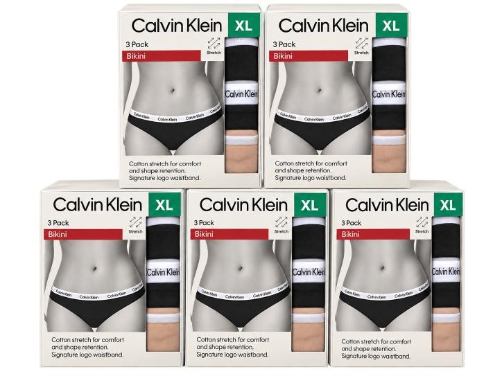 5 x 3-Pack CALVIN KLEIN Women's Carousel Bikini Briefs, Size XL, 90% Cotton