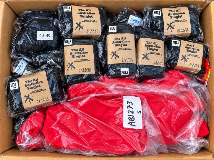 1 Box of Assorted 9DJ Singlets, Black and Red, Different Sizes - perfect fo