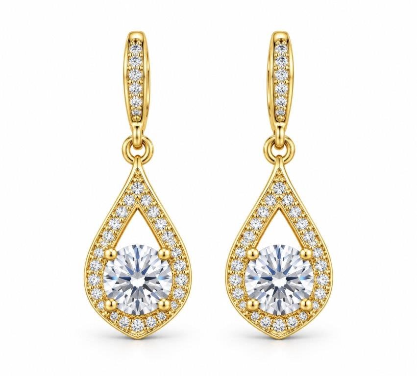 925 Sterling Silver 2.0Ct White Earrings Simulated Diamonds