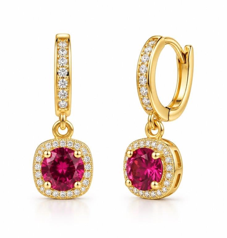 925 Sterling Silver 2.0Ctw Pink Earrings Simulated Diamonds