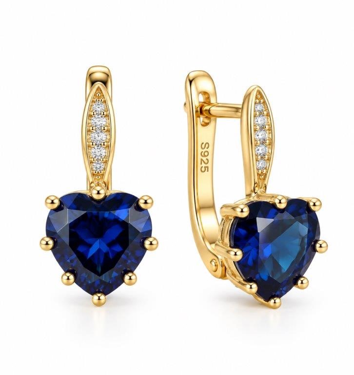 925 Sterling Silver 2.0Ctw Blue Earrings Simulated Diamonds