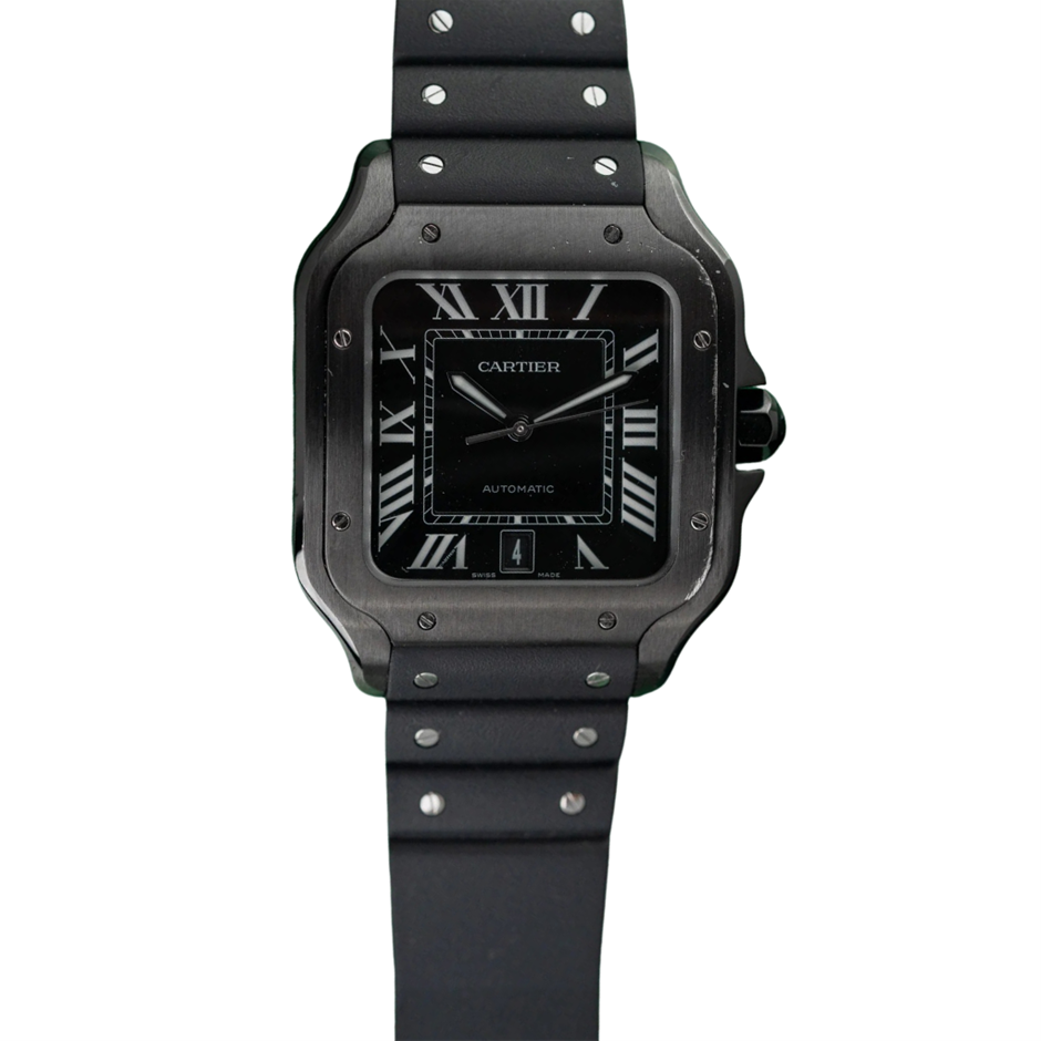 CARTIER SANTOS DE CARTIER LARGE AUTO 39.8MM ADLC-COATED STEEL BXP COA