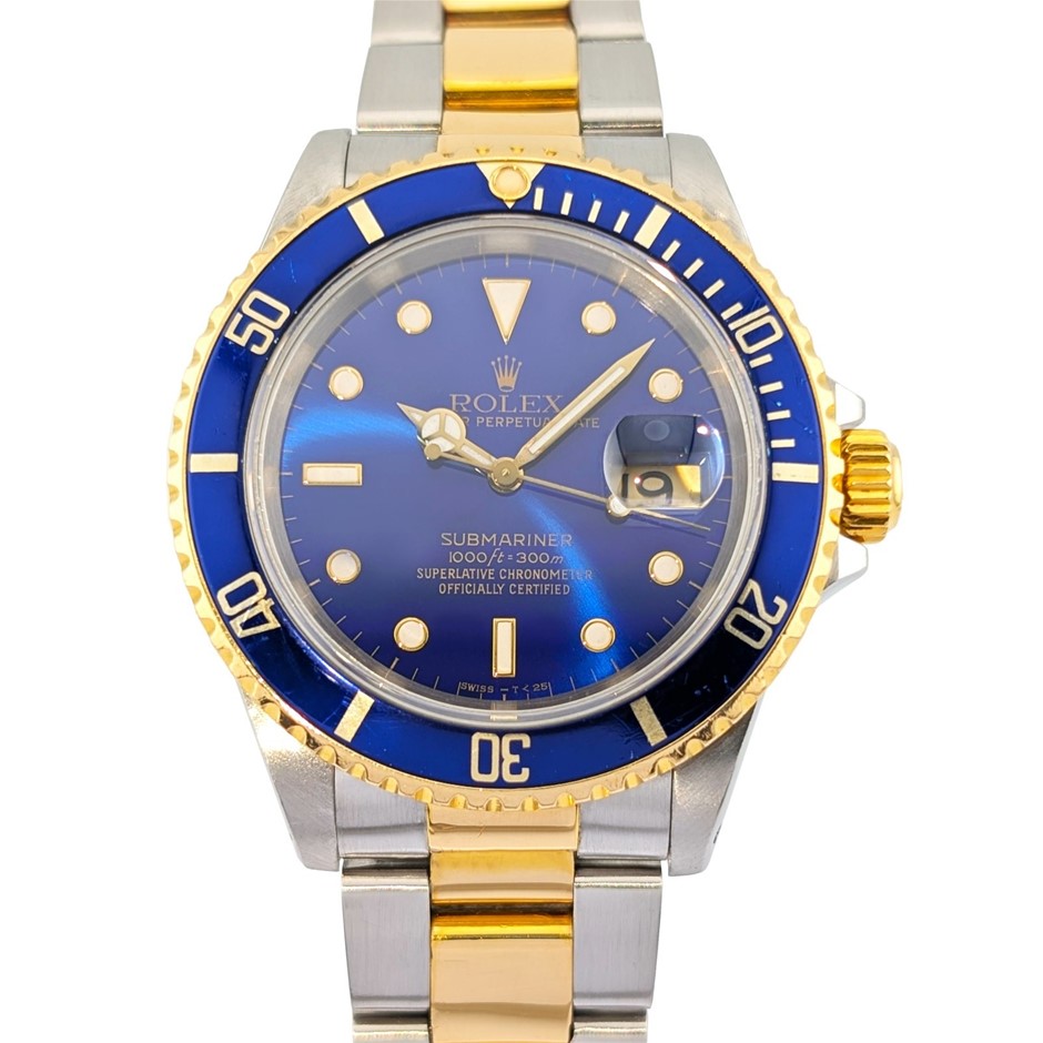 ROLEX SUBMARINER DATE BLUESY 40MM STAINLESS STEEL & 18K YELLOW GOLD WXO COA