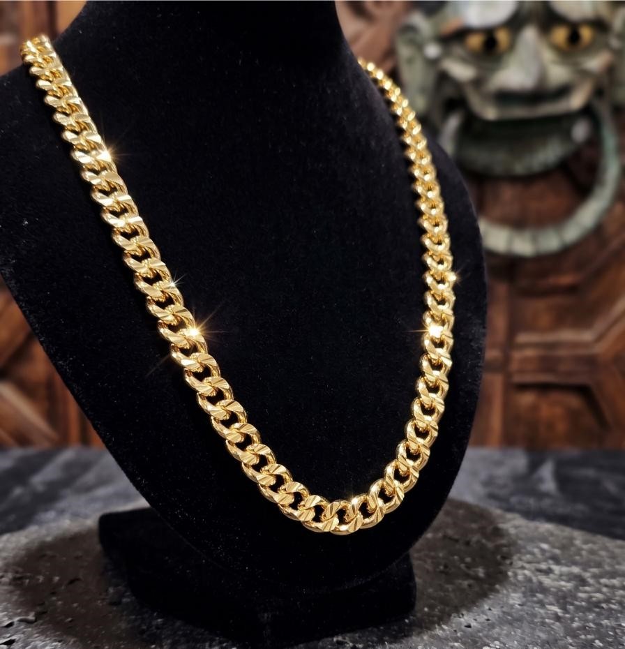 18K/Italy Stamped Yellow Gold Bonded Chain 60cm-6mm-Bonus Gift