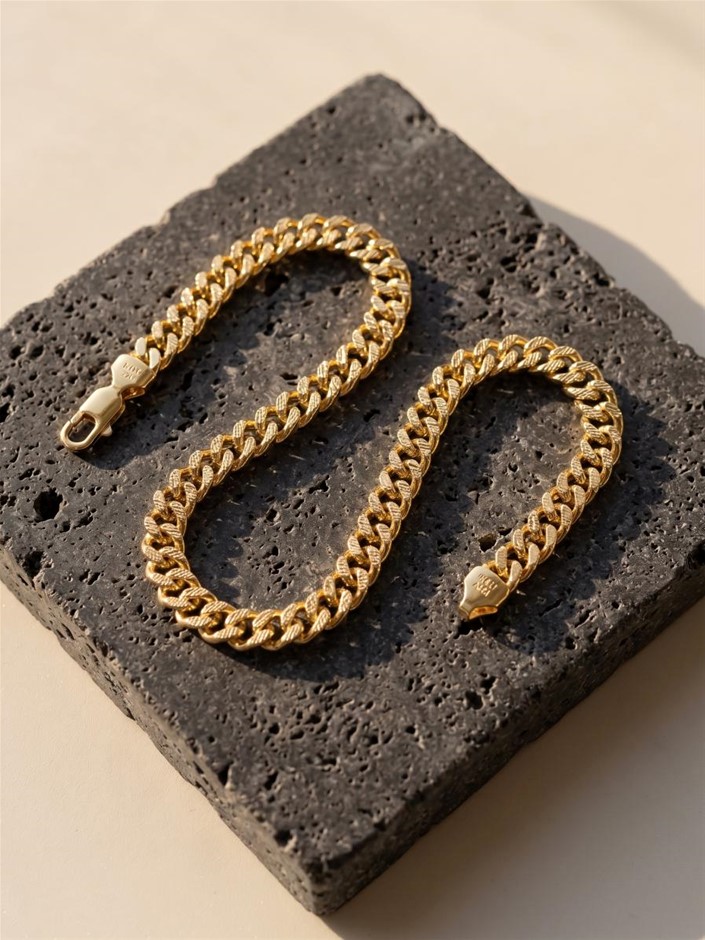 18KGF/Italy Stamped Yellow Gold Bonded Cuban Chain -55cm-Bonus Gift