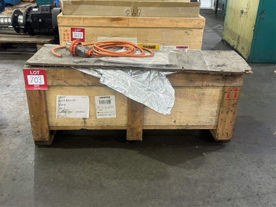 Grundfos vertical centrifugal pump, inside wooden crate