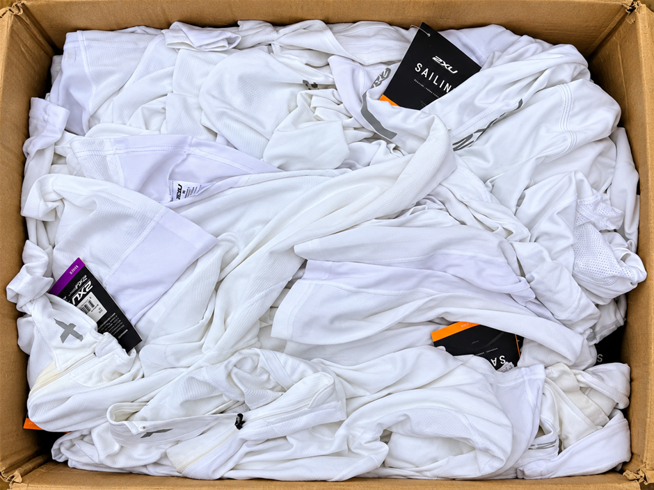 1 BOX of 2XU Sportswear, White. NB: Various Conditions. <b>Important Notice