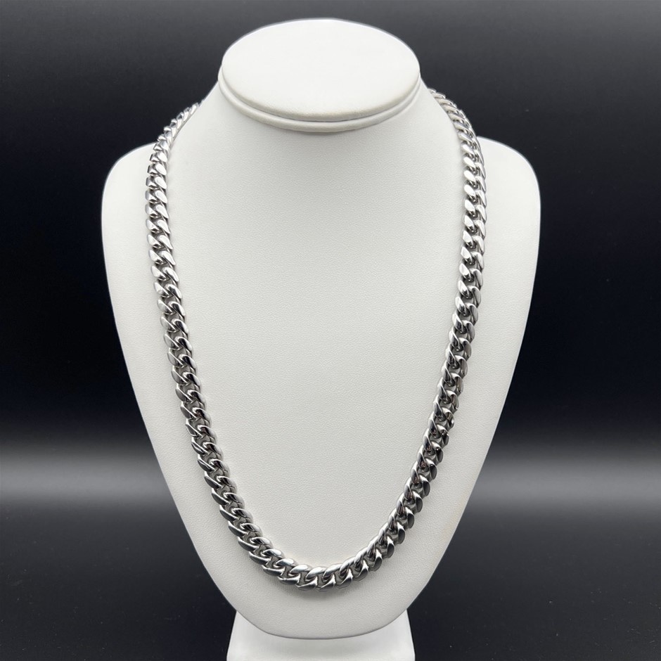 Silver-Filled Cuban Curb Chain Necklace, 10MM Wide - 55.8cm