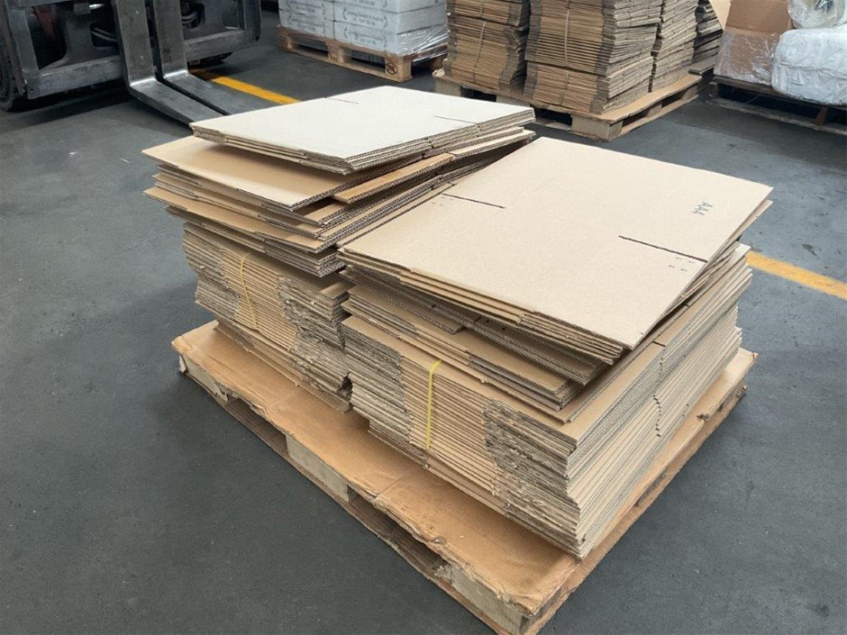 Pallet of Flat-Packed Cardboard Cartons