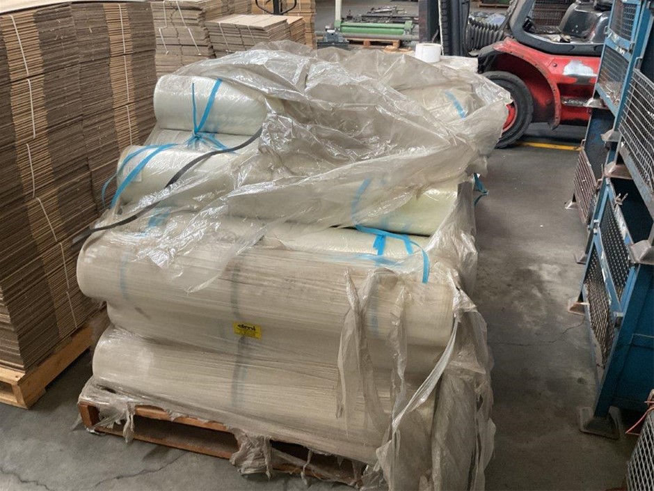 Pallet of Clear Plastic Packaging Rolls