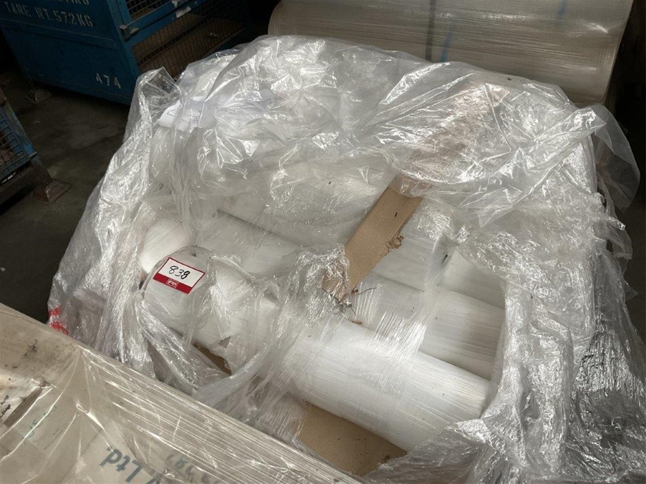 Pallet of Clear LDPE Pallet Cap Rolls