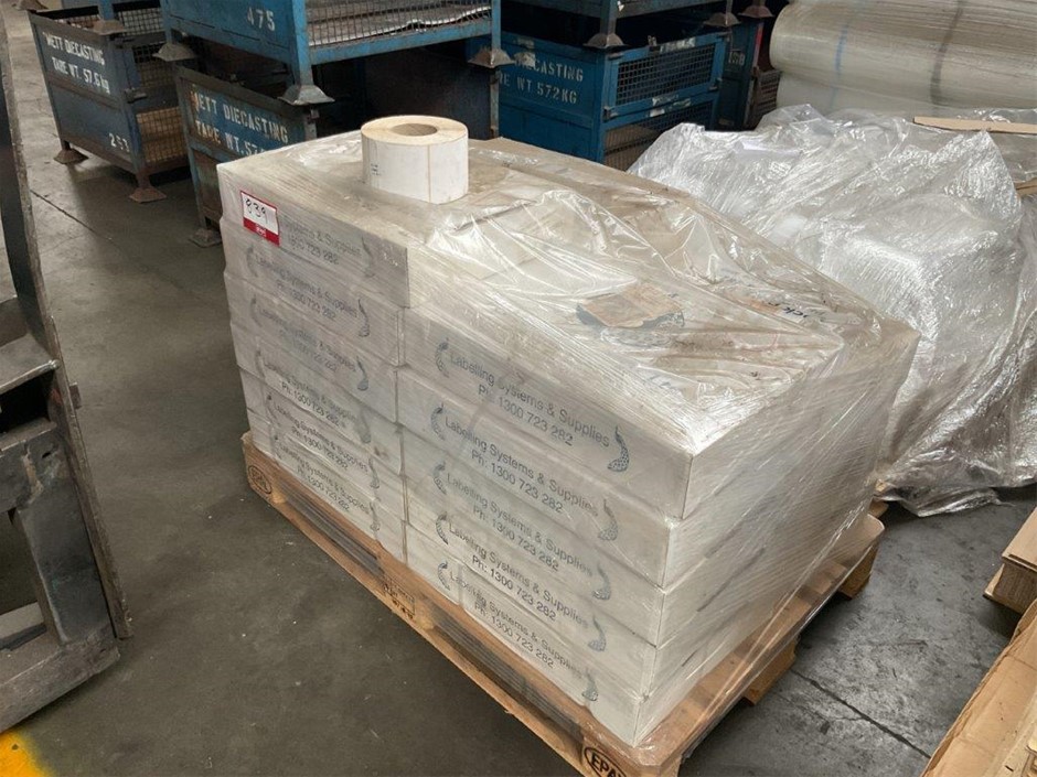 Pallet of Plain White Roll Labels