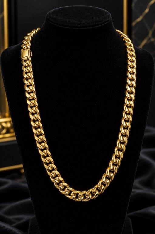 Men’s Luxury Miami Cuban Chain -PVD Gold Plated Stainless Steel-65cm