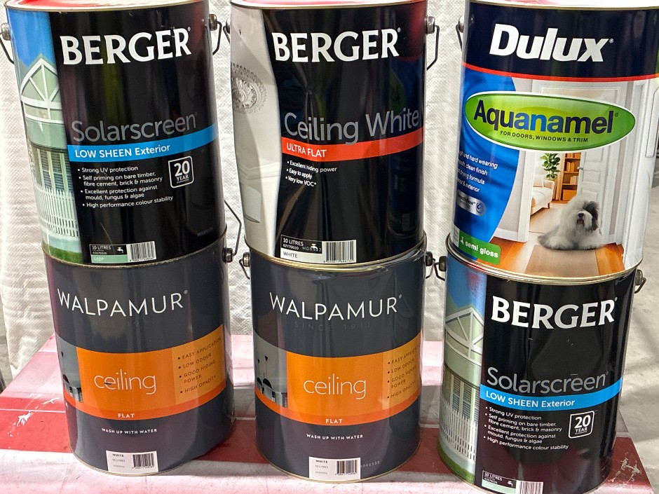 6 x Tubs 10lt Assorted Paint