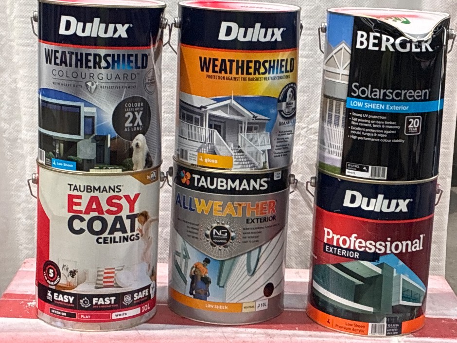 6 x Tubs 10lt Assorted Paint