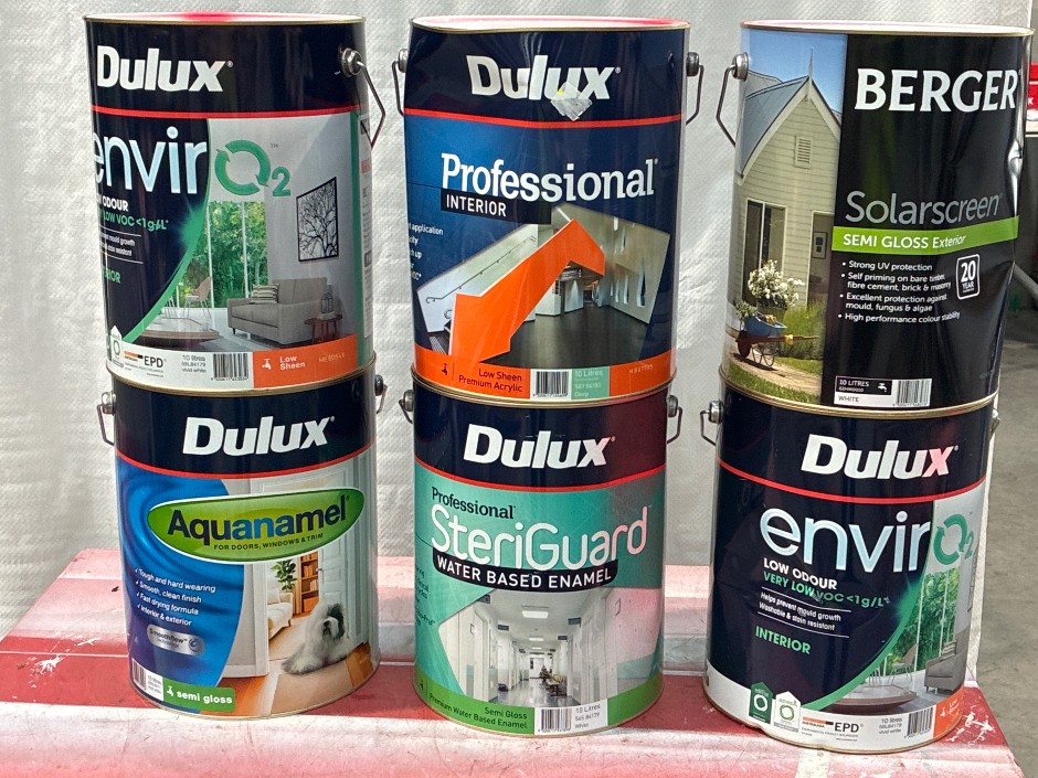6 x Tubs 10lt Assorted Paint