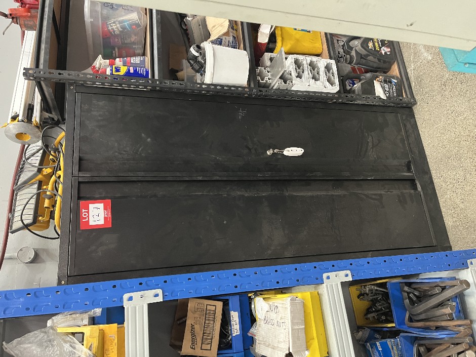 <p>2 Door Upright Storage Cabinet Including Assorted Spray Cans, Sanding Di