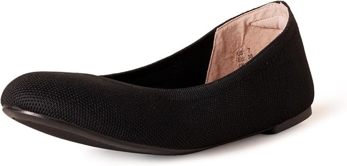 AMAZON ESSENTIALS Women's Knit Ballet Flat, US10W/EU41, Black.