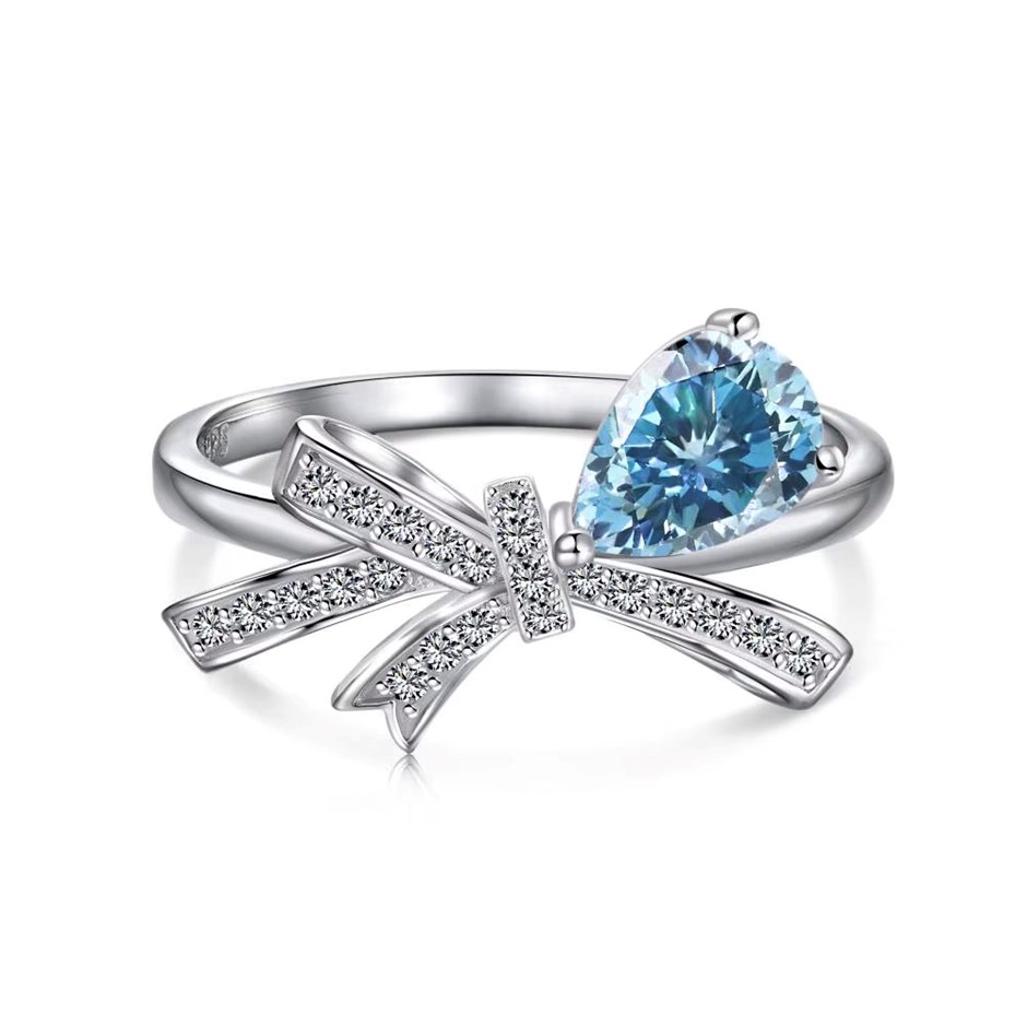 0.5ct Ribbon 5A Cubic Zirconia 925 Sterling Silver Ring - Size 9