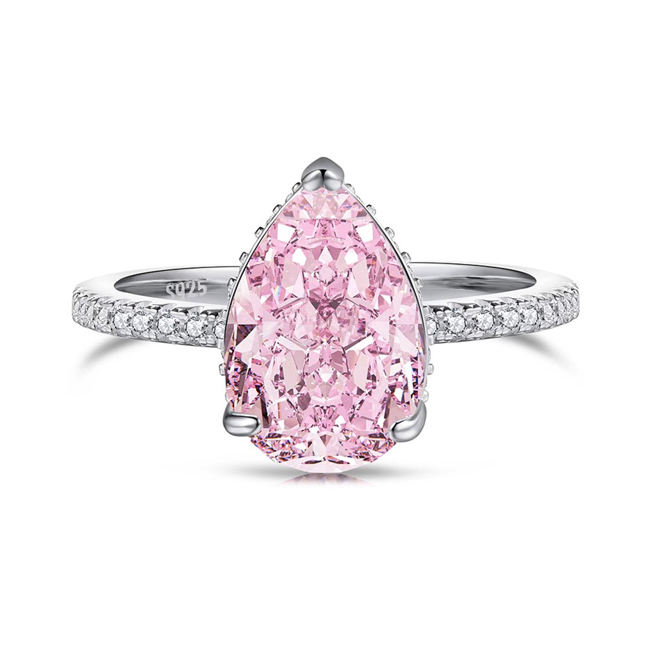 2.75ct Pear 8A Cubic Zirconia 925 Sterling Silver Ring - Size 8