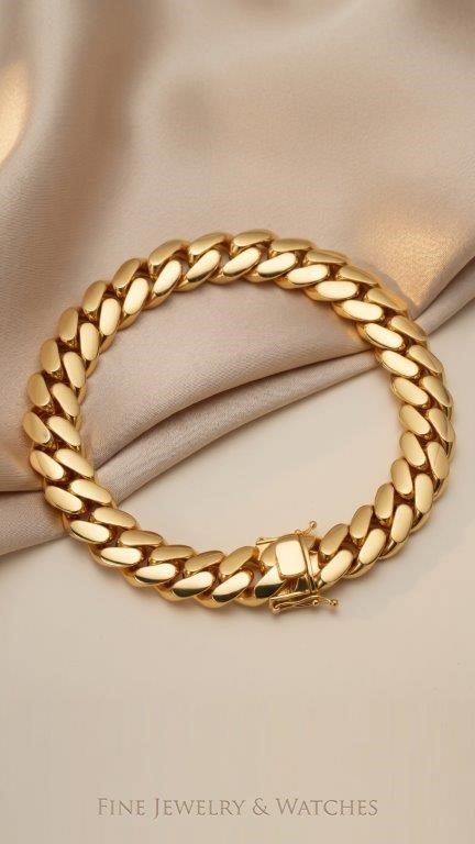 18k/Italy Yellow Gold Bonded Cuban Bracelet - 8.8mm-8.5inch