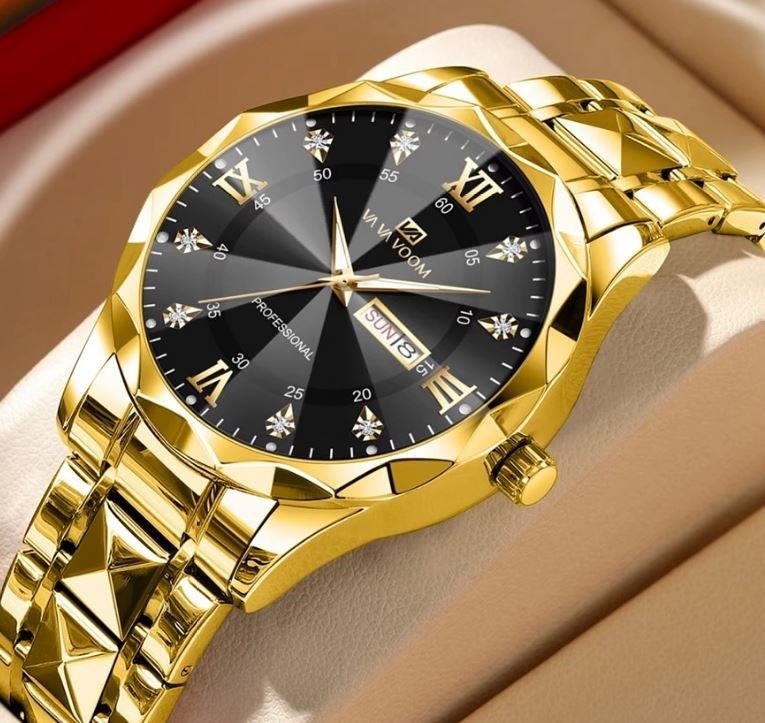 Jewelz Merchants Men’s Gold-Tone Watch – Black Dial