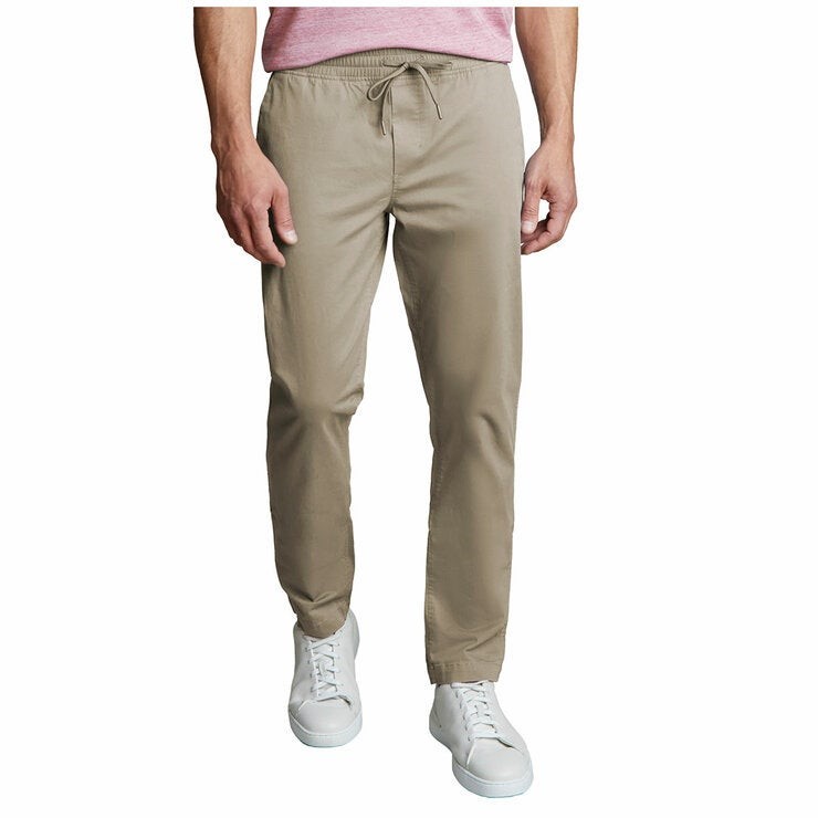 COPPER&OAK Men's Elastic Waist Pant, Size L, 97% Cotton, Tan. Buyers Note