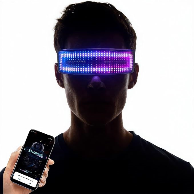 Customizable Full Color Shining Glasses, Programmable Bluetooth 4.0 RGB Ful