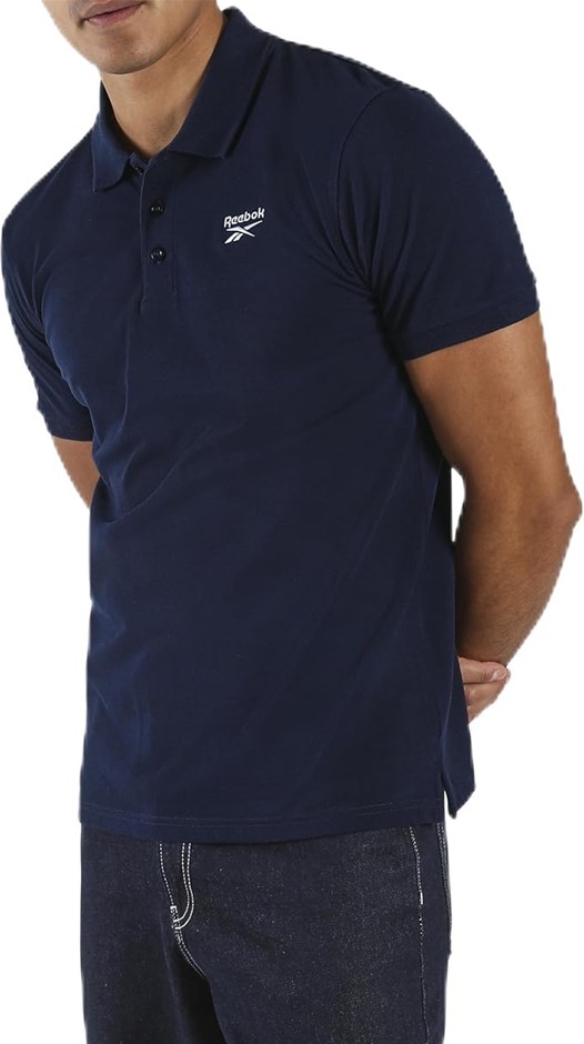 REEBOK Men's Embroidered Short Sleeve Polo Shirt, Size M, Vector Navy, 1002