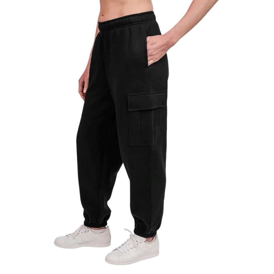 TUFF Women's Fleece Cargo Joggers, Size XS, Cotton, Black. Buyers Note - D