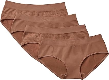 4-Pack CALVIN KLEIN GIrls' Seamless Hipsters, Size L (10-12), Sandalwood (B
