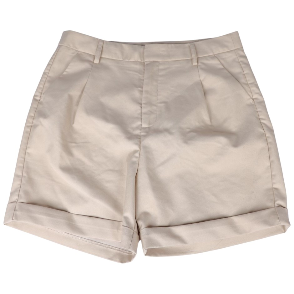 ADVENT Women's Tailor Pleated Shorts, Size S, Stone. Buyers Note - Discoun