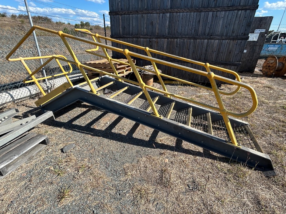 Industrial Steel Stair Section with Safety Handrails