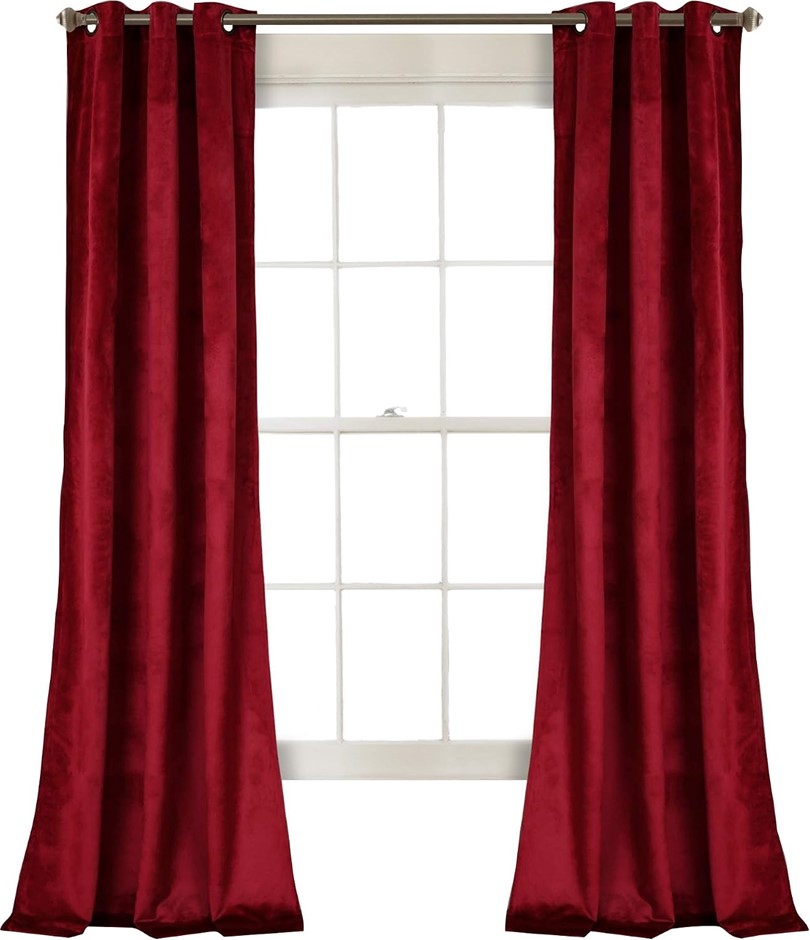 LUSH DECOR 38" W x 84" L Prima Velvet Curtains Color Block Room Darkening W