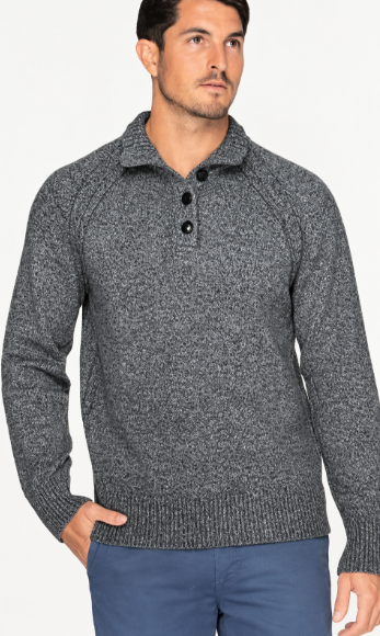 GLOSTER Men's Raglan Sweater, Size XL, 80% Wool, Charcoal Marle.