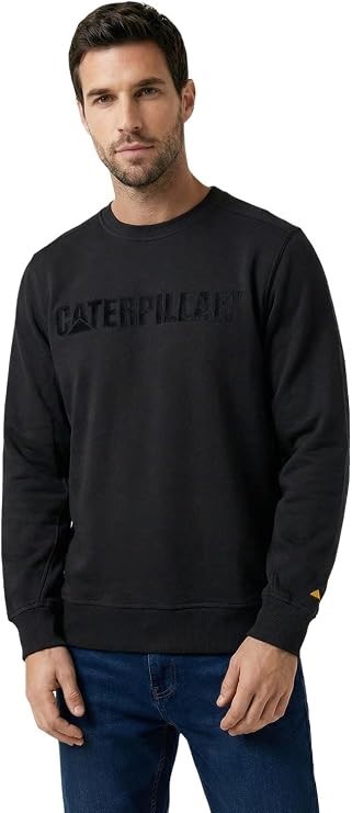 CAT Men's Logo Crewneck Sweatshirt, Small, Pitch Black/Black, 4050055.  Buy